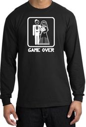 Game Over Long Sleeve Shirt Funny Marriage Black Shirt - White Print