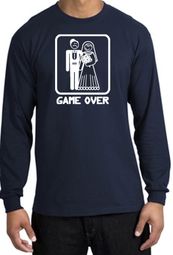 Game Over Long Sleeve Shirt Funny Marriage Navy Shirt - White Print
