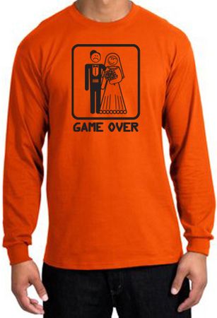 Game Over Long Sleeve Shirt Funny Marriage Orange Shirt - Black Print