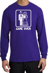 Game Over Long Sleeve Shirt Funny Marriage Purple Shirt - White Print