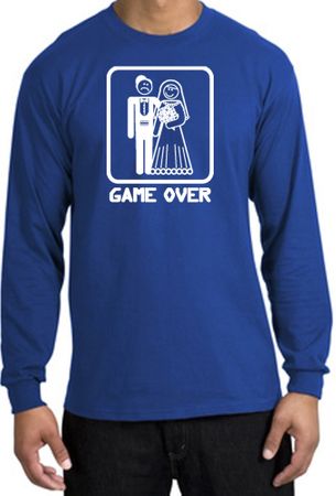 Game Over Long Sleeve Shirt Funny Marriage Royal Shirt - White Print