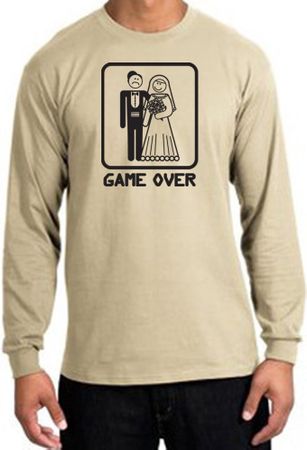 Game Over Long Sleeve Shirt Funny Marriage Sand Shirt - Black Print