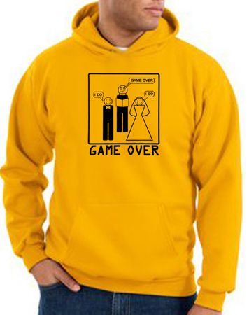 Game Over Marriage Ceremony Hoodie Funny Gold Hoody - Black Print