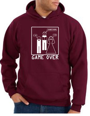 Game Over Marriage Ceremony Hoodie Funny Maroon Hoody - White Print