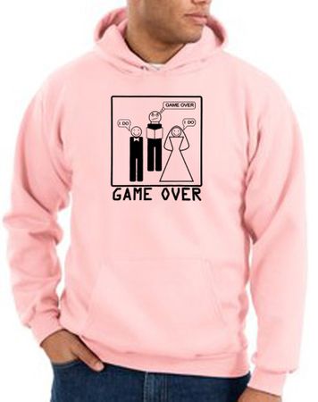 Game Over Marriage Ceremony Hoodie Funny Pink Hoody - Black Print