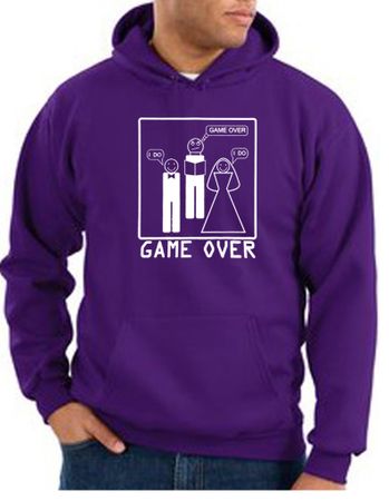 Game Over Marriage Ceremony Hoodie Funny Purple Hoody - White Print