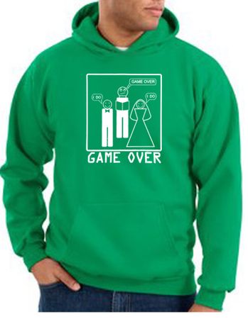Game Over Marriage Ceremony Hoodie Kelly Green Hoody - White Print