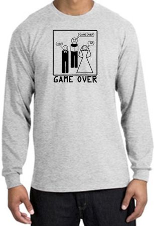 Game Over Marriage Ceremony Long Sleeve Ash Shirt - Black Print
