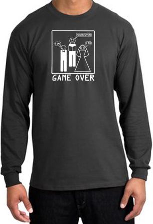 Game Over Marriage Ceremony Long Sleeve Charcoal Shirt - White Print