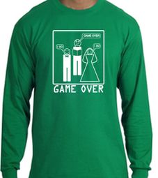 Game Over Marriage Ceremony Long Sleeve Kelly Green Shirt White Print