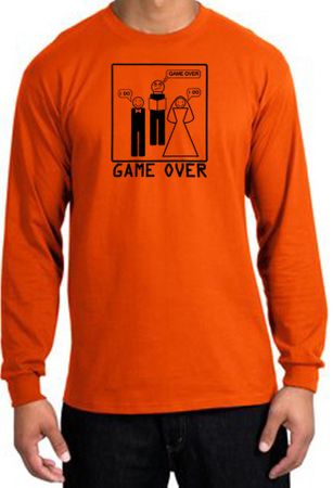 Game Over Marriage Ceremony Long Sleeve Orange Shirt - Black Print
