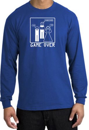 Game Over Marriage Ceremony Long Sleeve Royal Shirt - White Print