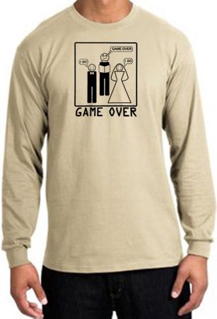 Game Over Marriage Ceremony Long Sleeve Sand Shirt - Black Print