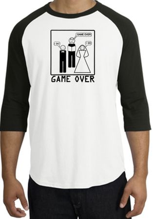 Game Over Marriage Ceremony Raglan White/Black Shirt - Black Print