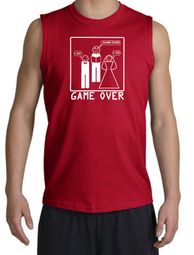 Game Over Marriage Ceremony Shooter Red Muscle Shirt - White Print