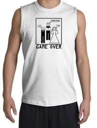 Game Over Marriage Ceremony Shooter White Muscle Shirt - Black Print