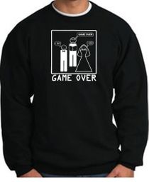 Game Over Marriage Ceremony Sweatshirt Funny Black - White Print
