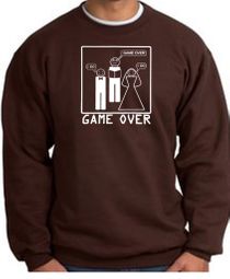 Game Over Marriage Ceremony Sweatshirt Funny Brown - White Print