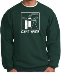 Game Over Marriage Ceremony Sweatshirt Funny Dark Green - White Print