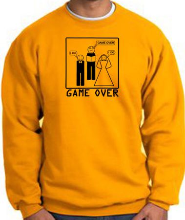 Game Over Marriage Ceremony Sweatshirt Funny Gold - Black Print