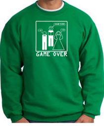 Game Over Marriage Ceremony Sweatshirt Funny Kelly Green - White Print