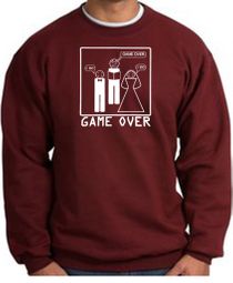 Game Over Marriage Ceremony Sweatshirt Funny Maroon - White Print
