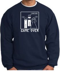 Game Over Marriage Ceremony Sweatshirt Funny Navy - White Print