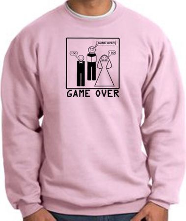 Game Over Marriage Ceremony Sweatshirt Funny Pink - Black Print