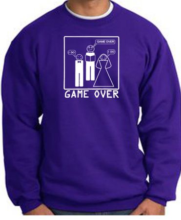 Game Over Marriage Ceremony Sweatshirt Funny Purple - White Print