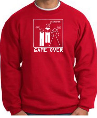 Game Over Marriage Ceremony Sweatshirt Funny Red - White Print