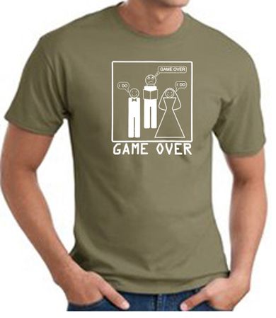 Game Over Marriage Ceremony T-shirt Funny Army Tee - White Print