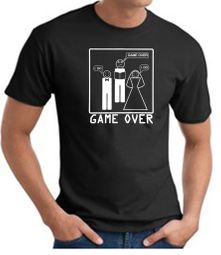 Game Over Marriage Ceremony T-shirt Funny Black Tee - White Print