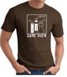 Game Over Marriage Ceremony T-shirt Funny Brown Tee - White Print