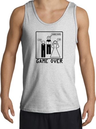 Game Over Marriage Ceremony Tanktop Funny Ash Tank Top - Black Print