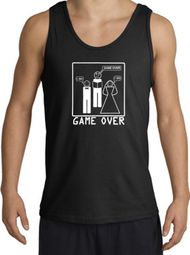 Game Over Marriage Ceremony Tanktop Funny Black Tank - White Print