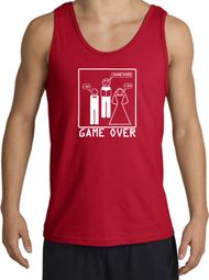 Game Over Marriage Ceremony Tanktop Funny Red Tank - White Print