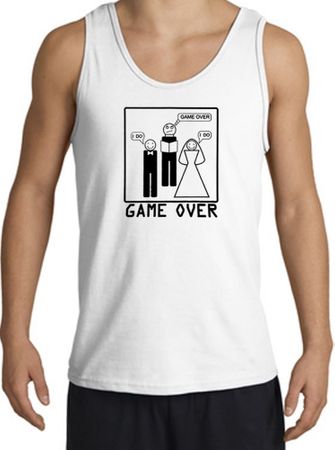 Game Over Marriage Ceremony Tanktop Funny White Tank - Black Print