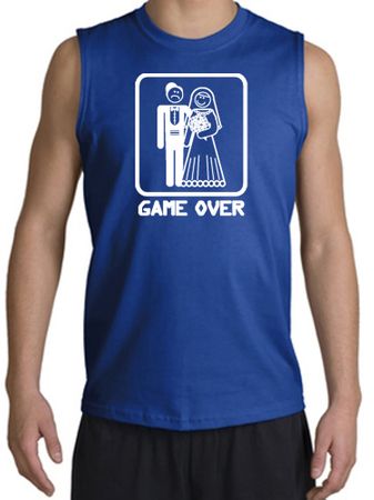 Game Over Muscle Shirt Funny Marriage Royal Shooter - White Print