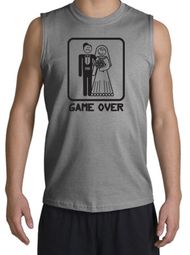 Game Over Muscle Shirt Funny Marriage Sports Grey Shooter Black Print Game Over Muscle Shirt Funny Marriage Sports Grey Shooter Black Print