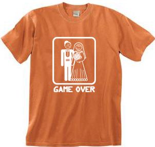 Game Over Pigment Dyed T-shirt Funny Burnt Orange Tee - White Print