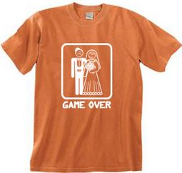 Game Over Pigment Dyed T-shirt Funny Burnt Orange Tee - White Print