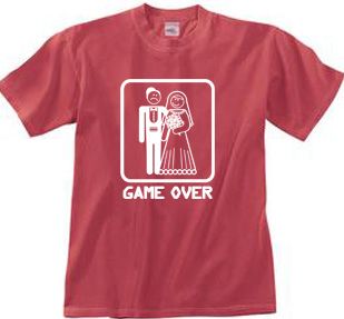 Game Over Pigment Dyed T-shirt Funny Dashing Red Tee - White Print
