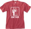 Game Over Pigment Dyed T-shirt Funny Dashing Red Tee - White Print