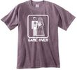 Game Over Pigment Dyed T-shirt Funny Eggplant Tee - White Print