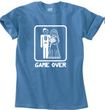 Game Over Pigment Dyed T-shirt Funny Medium Blue Tee - White Print