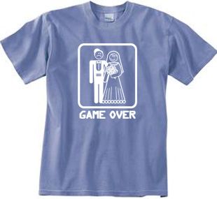Game Over Pigment Dyed T-shirt Funny Night Blue Tee - White Print