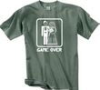 Game Over Pigment Dyed T-shirt Funny Olive Tee - White Print