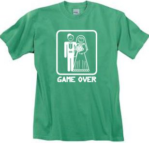 Game Over Pigment Dyed T-shirt Funny Piper Green Tee - White Print