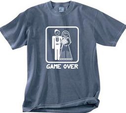 Game Over Pigment Dyed T-shirt Funny Scotland Blue Tee - White Print
