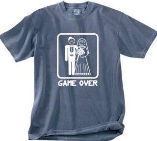 Game Over Pigment Dyed T-shirt Funny Scotland Blue Tee - White Print